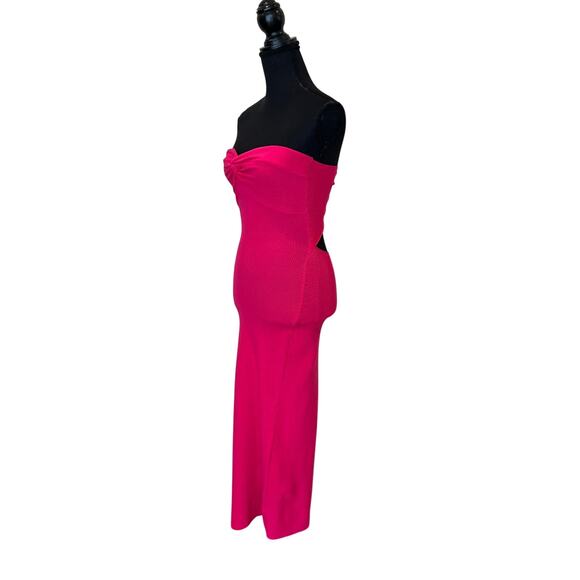 Superdown Pink Strapless Knit Midi Dress MEDIUM Barbie Bodycon Tube Revolve NEW - Picture 5 of 7